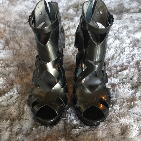 TOPSHOP Boutique Pewter Cage Heels *RARE* - Picture 4 of 8